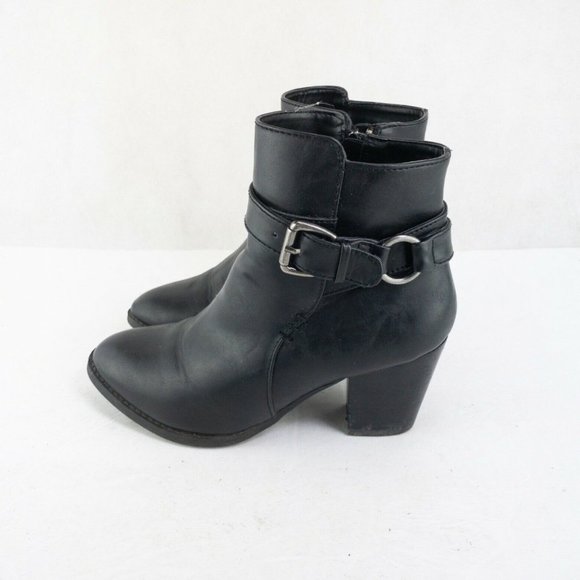 Bass & Co Felicia Womens Ankle Boots Size 6 M Black Heel Bootie Outdoor #2363 - Picture 5 of 9